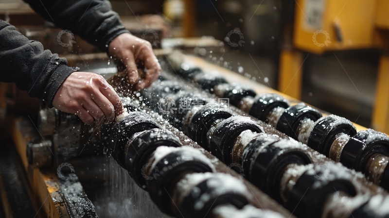 高清大图下载【趣麦麦图】工人清洗金属零件