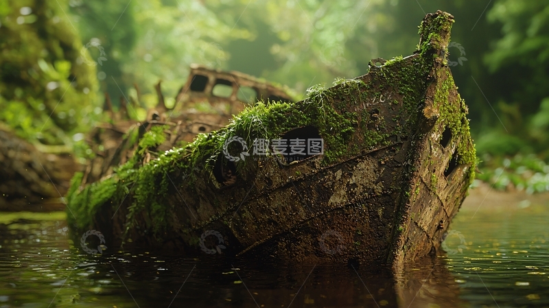 高清大图下载【趣麦麦图】苔藓覆盖的沉船