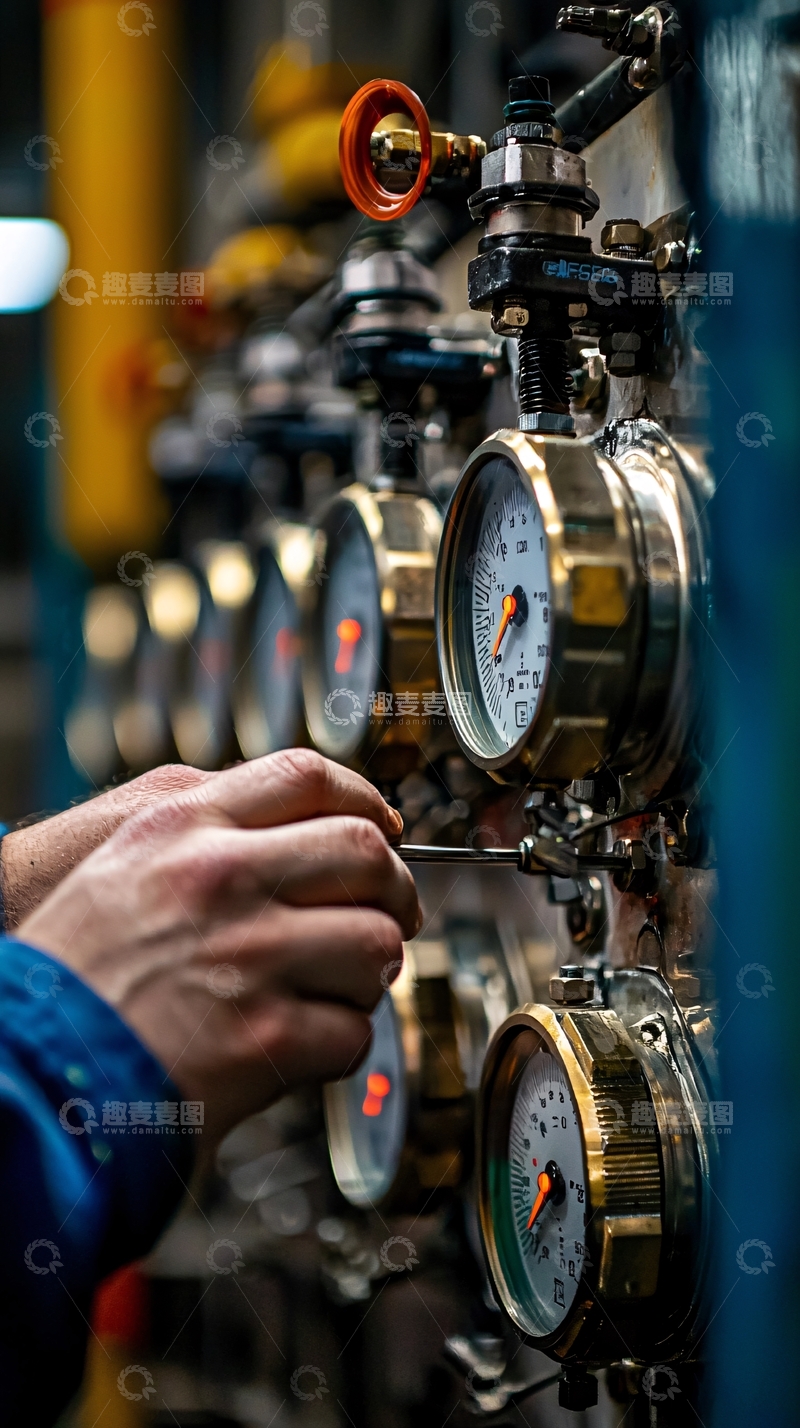 高清大图下载【趣麦麦图】工人操作工业仪表