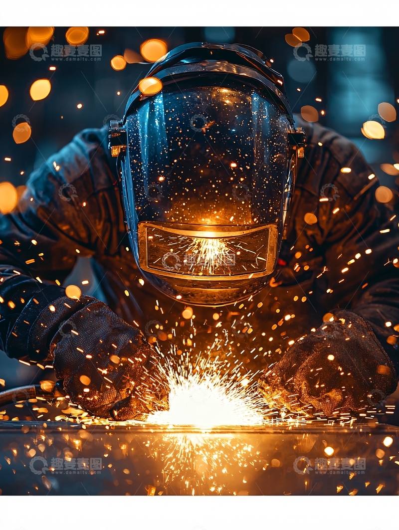 高清大图下载【趣麦麦图】焊接工人火花四溅