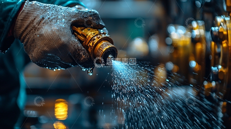 高清大图下载【趣麦麦图】工人手持喷嘴清洗机械