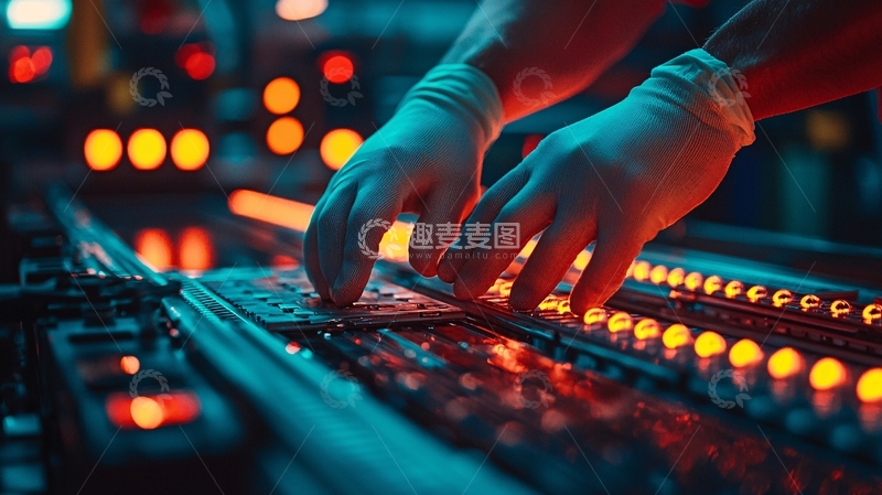 高清大图下载【趣麦麦图】科技感电路板上的双手