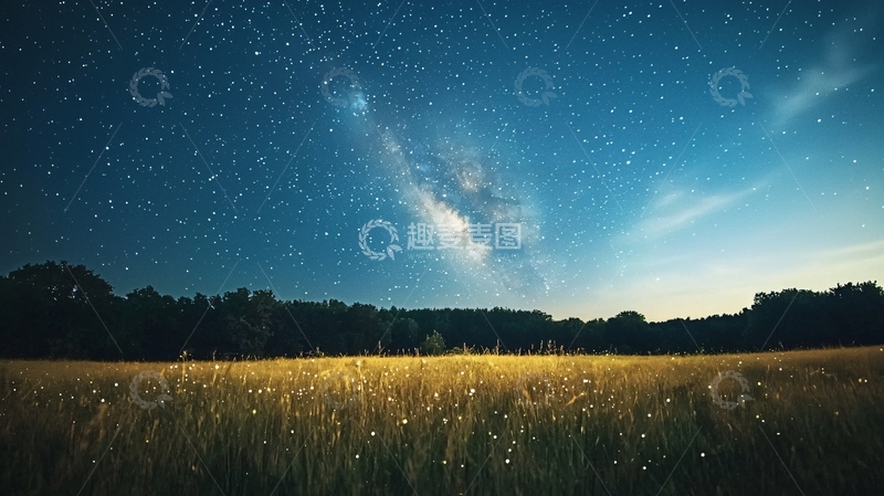 高清大图下载【趣麦麦图】星空下的麦田