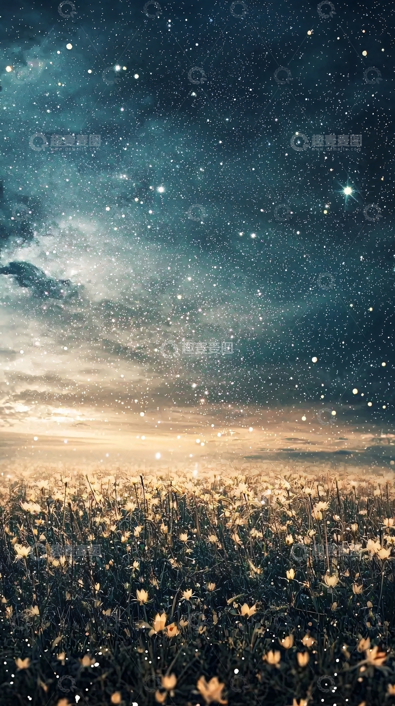 高清大图下载【趣麦麦图】星空花海