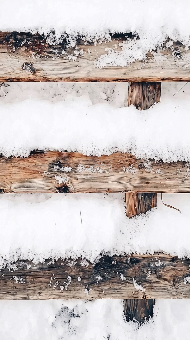 高清大图下载【趣麦麦图】雪覆盖的木板