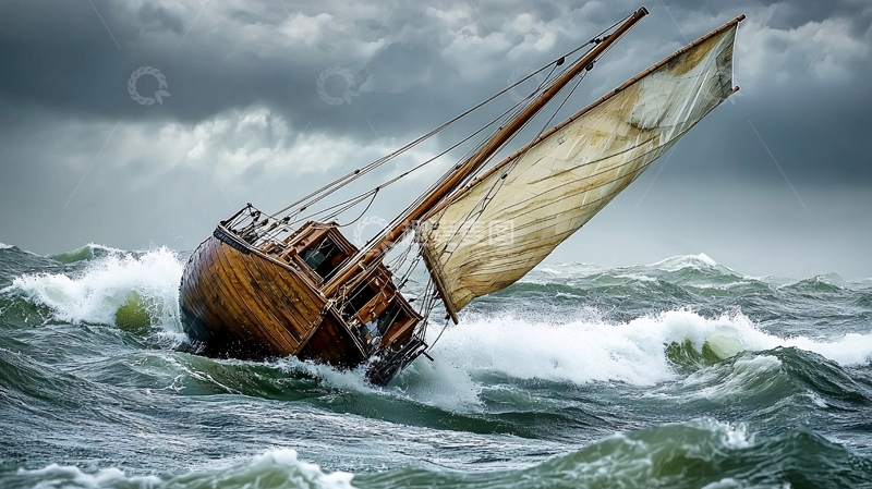 高清大图下载【趣麦麦图】暴风雨中的帆船