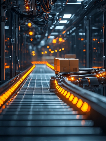 工业流水线上的纸箱