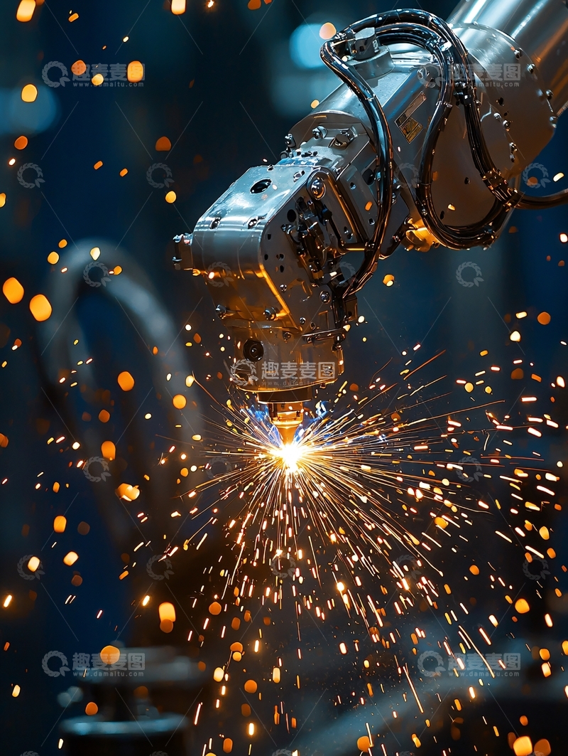 高清大图下载【趣麦麦图】机械臂焊接火花四溅