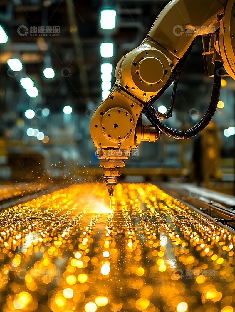 高清大图下载【趣麦麦图】机械臂在工业环境中工作