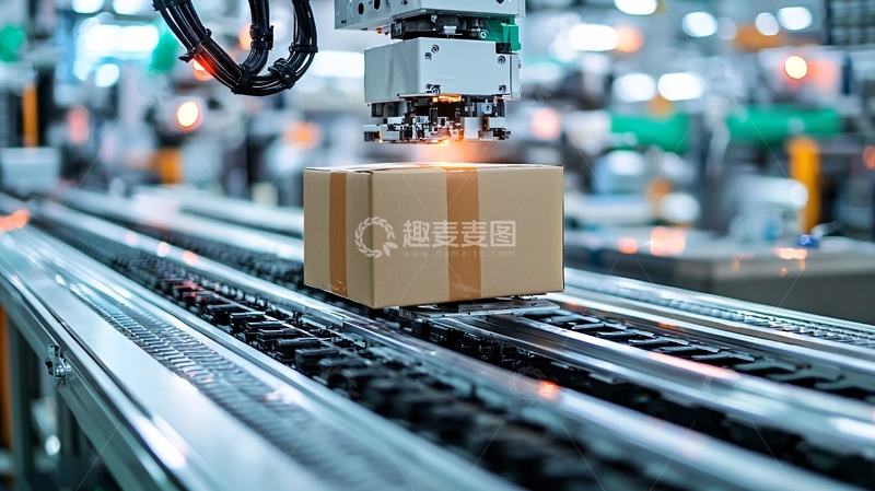 高清大图下载【趣麦麦图】自动化生产线上的纸箱