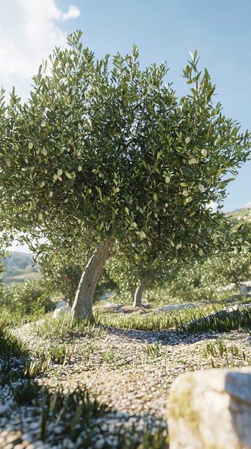 阳光下橄榄树林风景