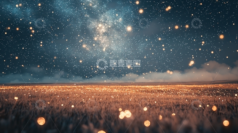 高清大图下载【趣麦麦图】星空下闪耀的麦田