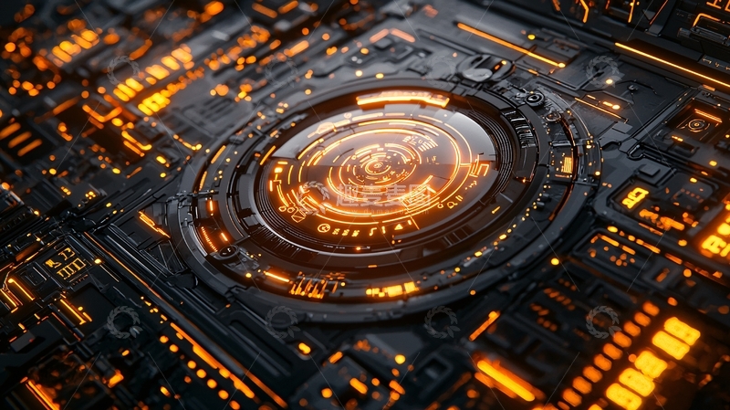 高清大图下载【趣麦麦图】科技感橙色电路板