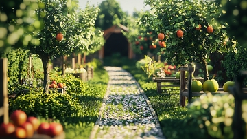 阳光下的果园小路