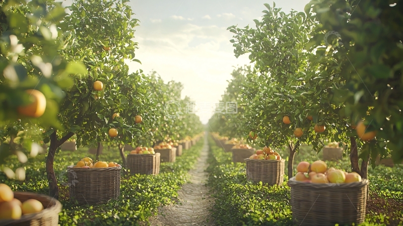 高清大图下载【趣麦麦图】阳光下的果园