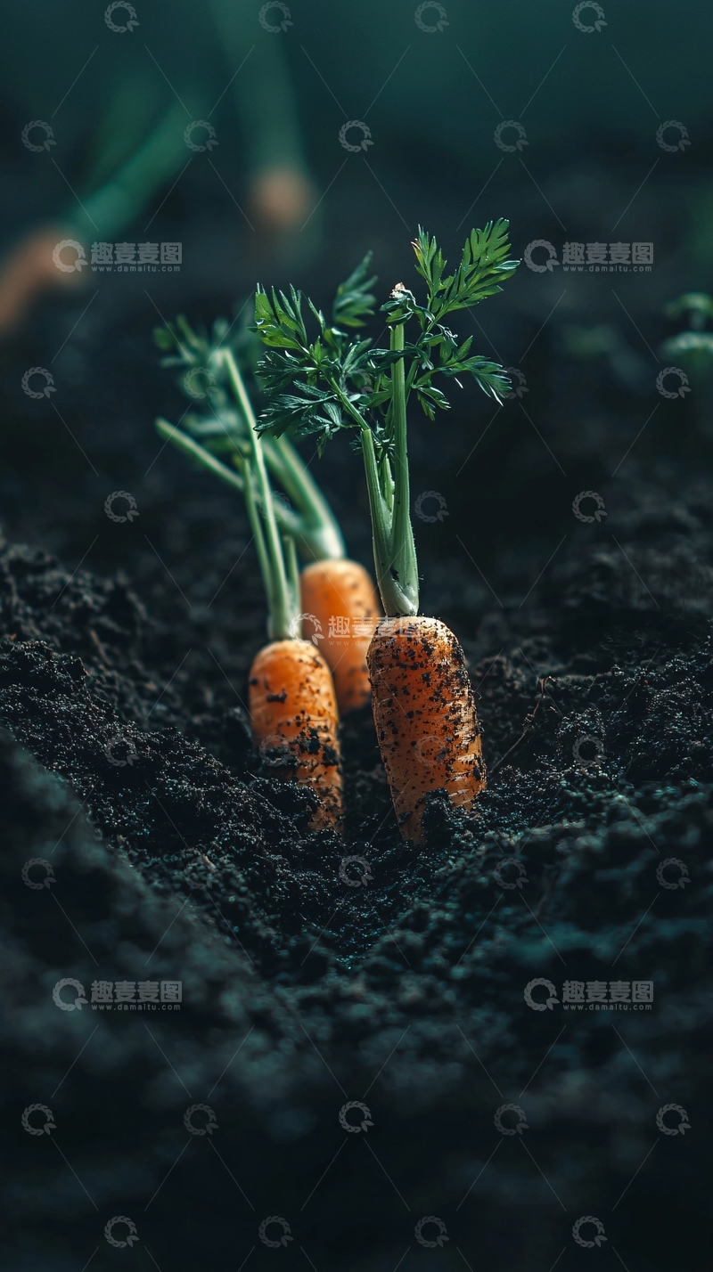 高清大图下载【趣麦麦图】泥土中刚发芽的胡萝卜