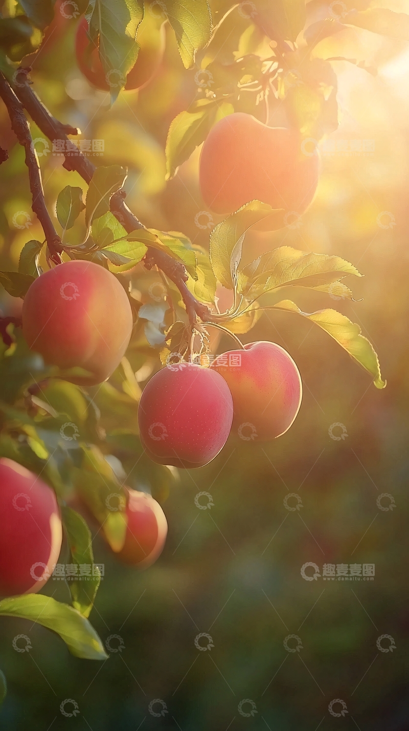 高清大图下载【趣麦麦图】阳光下成熟的红苹果
