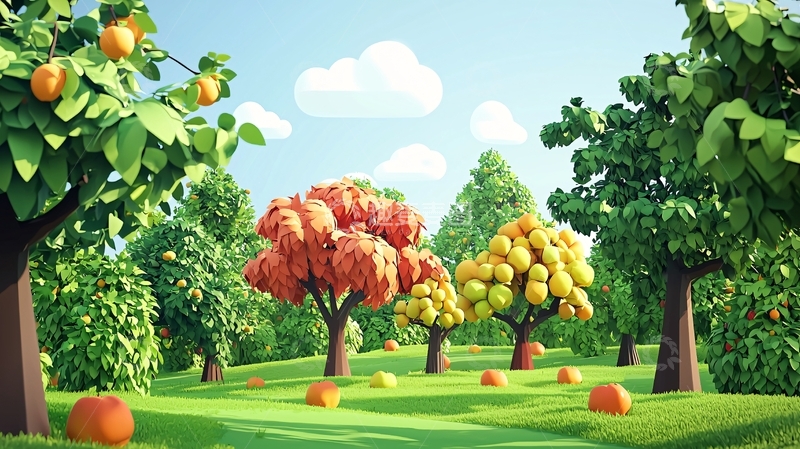 高清大图下载【趣麦麦图】卡通水果树