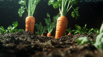 土壤中新鲜的胡萝卜特写