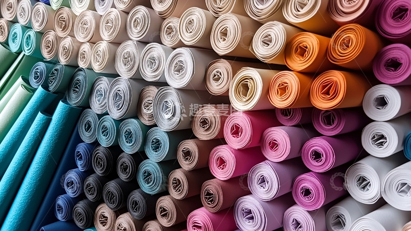 高清大图下载【趣麦麦图】各种颜色布料卷筒堆叠