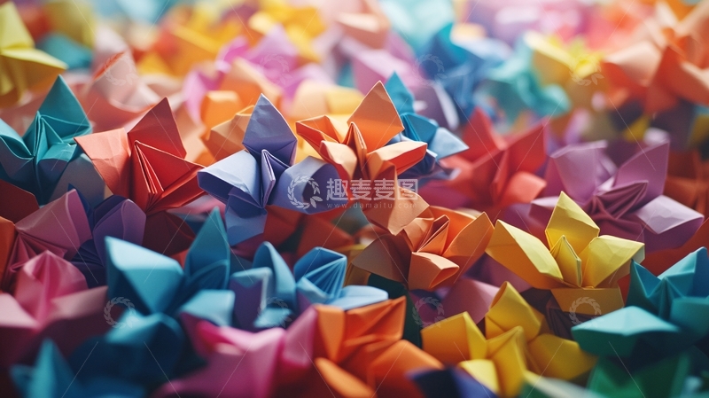 高清大图下载【趣麦麦图】彩色纸折花