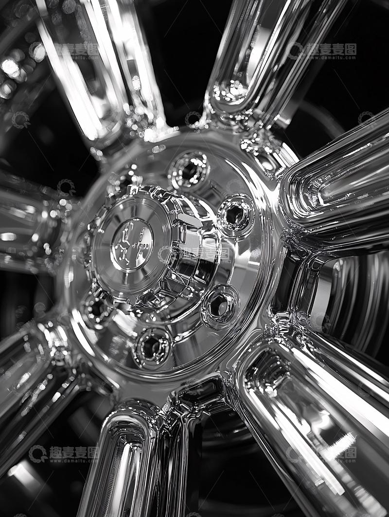 高清大图下载【趣麦麦图】闪亮的铬合金汽车轮毂