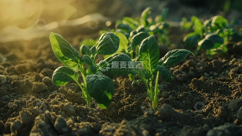 高清大图下载【趣麦麦图】阳光下茁壮成长的绿植幼苗