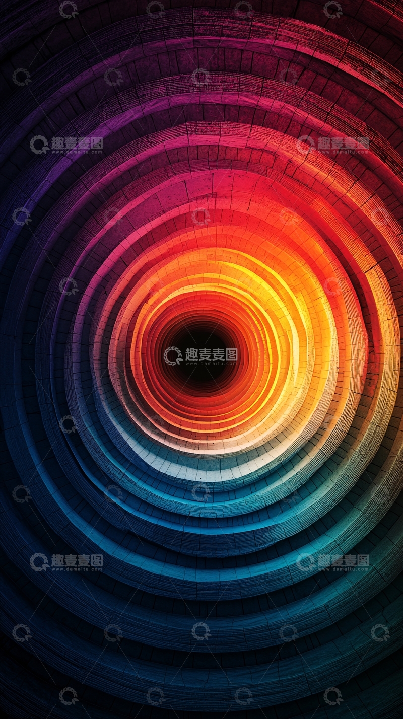 高清大图下载【趣麦麦图】彩色圆圈漩涡