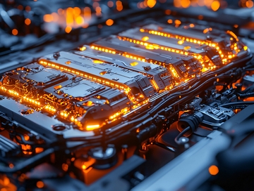 电池模块发光特写