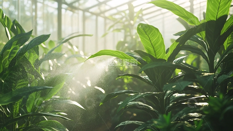 高清大图下载【趣麦麦图】阳光透过温室照射植物
