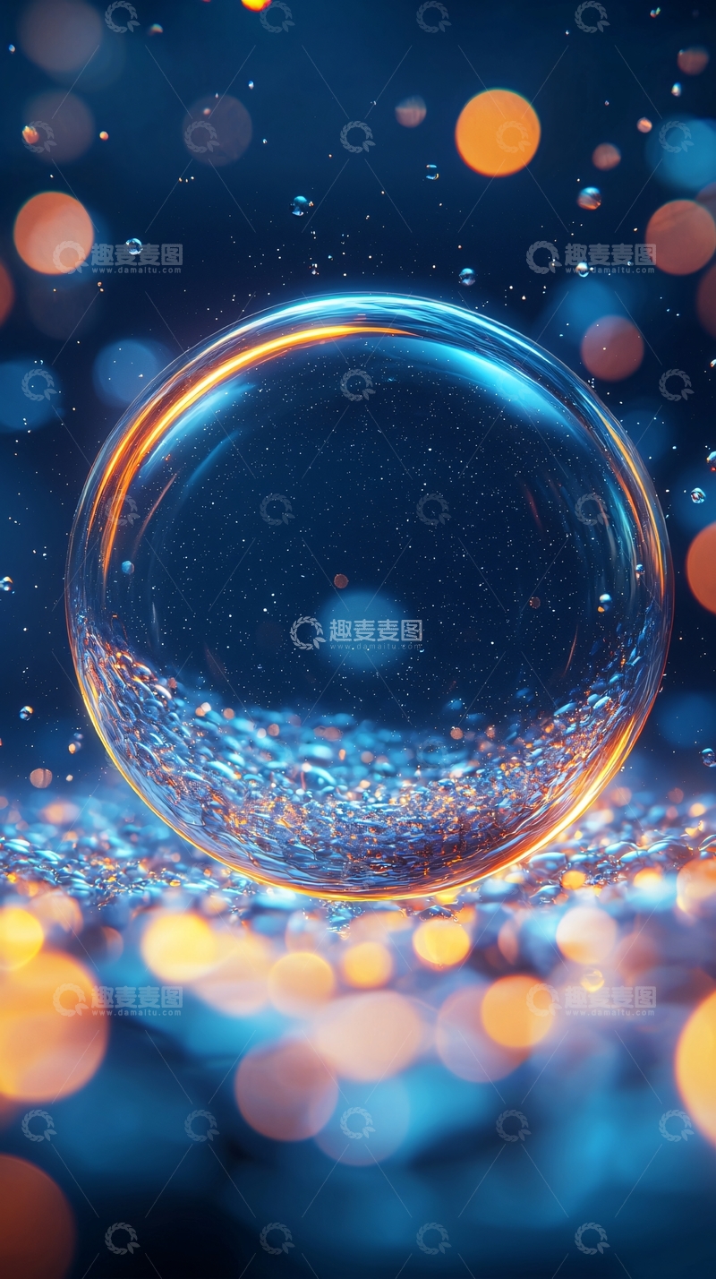 高清大图下载【趣麦麦图】水珠光晕中的透明球体
