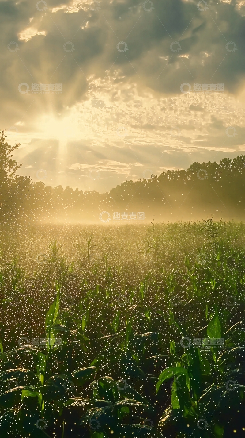 高清大图下载【趣麦麦图】光线穿过玉米田的景色