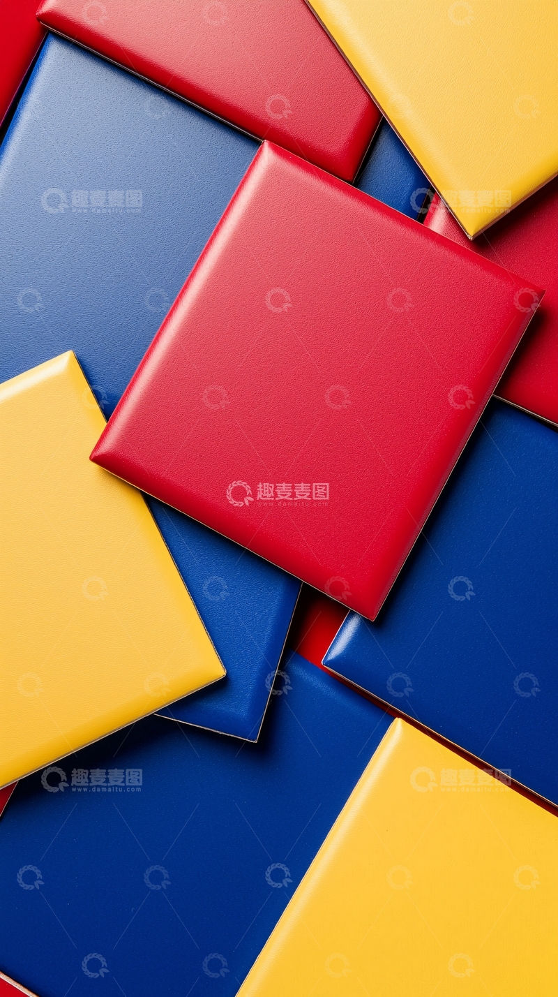 高清大图下载【趣麦麦图】红黄蓝方块拼接