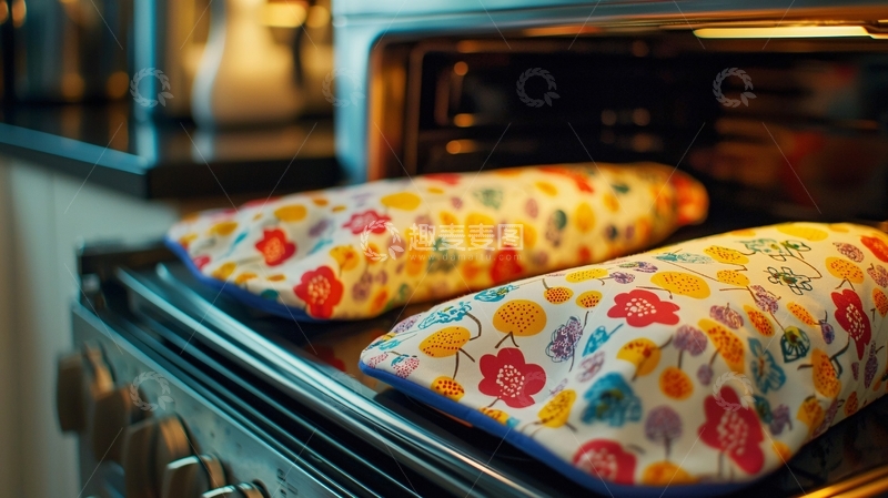 高清大图下载【趣麦麦图】烤箱里印花布包