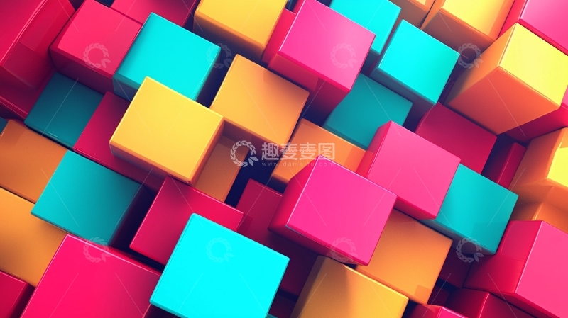 高清大图下载【趣麦麦图】彩色方块堆叠