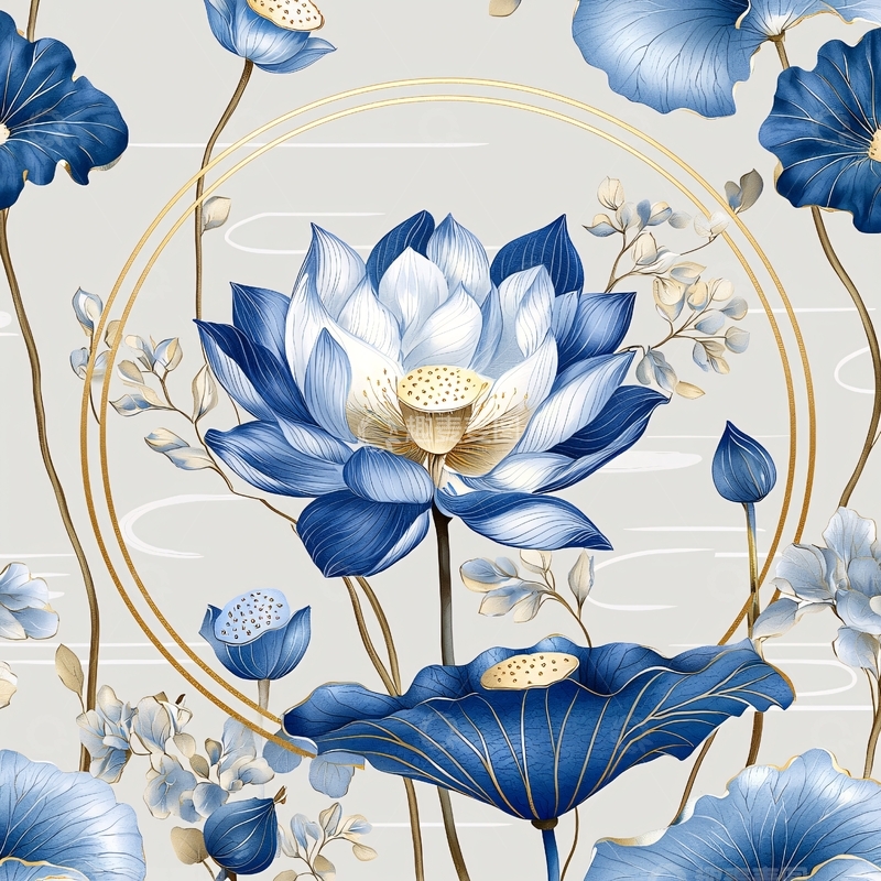 高清大图下载【趣麦麦图】蓝白相间的莲花