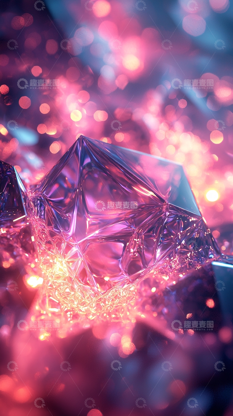 高清大图下载【趣麦麦图】闪耀的粉色水晶背景