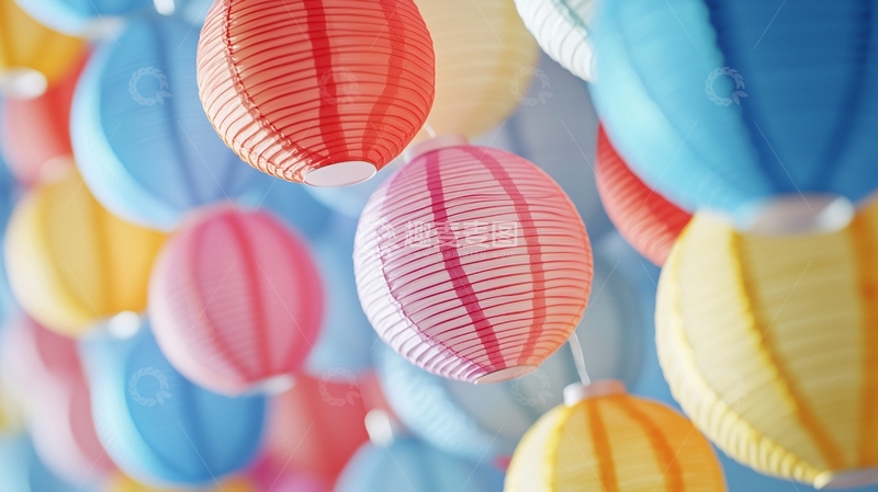高清大图下载【趣麦麦图】彩色纸灯笼