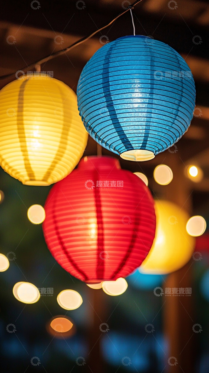 高清大图下载【趣麦麦图】彩色纸灯笼