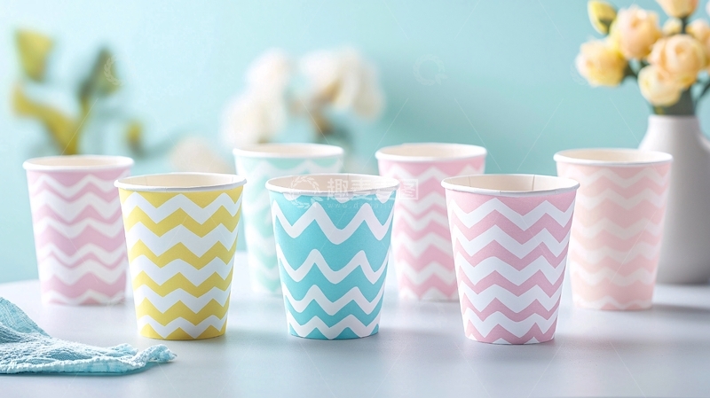高清大图下载【趣麦麦图】彩色波浪纹纸杯