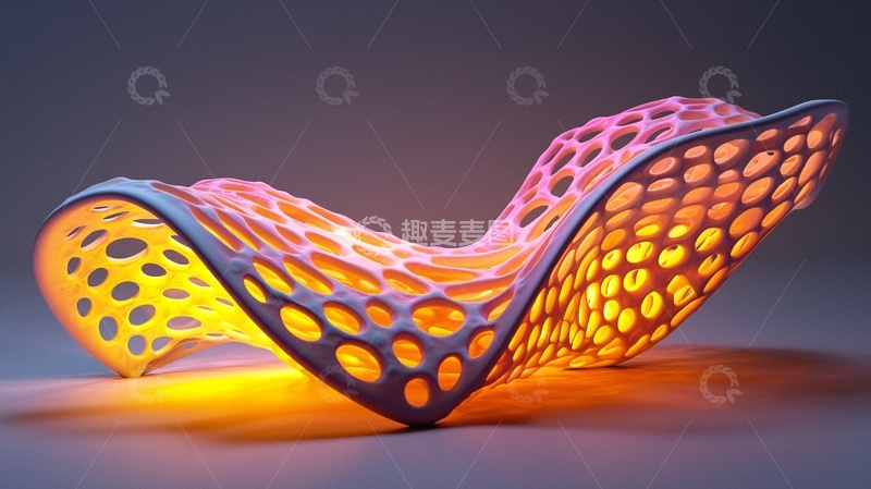 高清大图下载【趣麦麦图】未来主义镂空发光躺椅