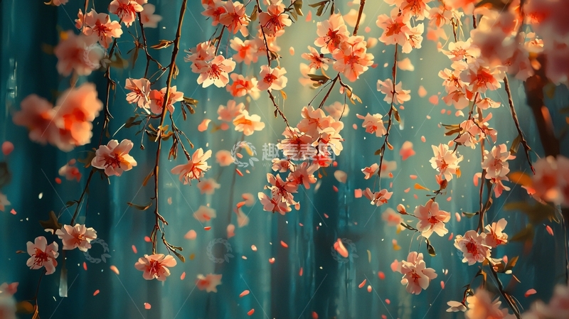 高清大图下载【趣麦麦图】唯美粉色樱花雨