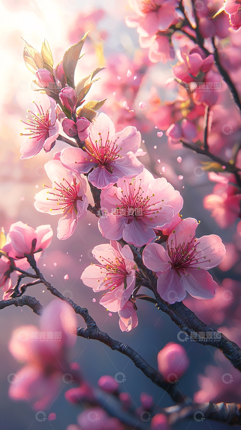 高清大图下载【趣麦麦图】粉色花瓣在阳光下绽放