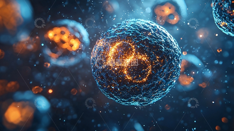 高清大图下载【趣麦麦图】细胞在蓝色背景中闪耀