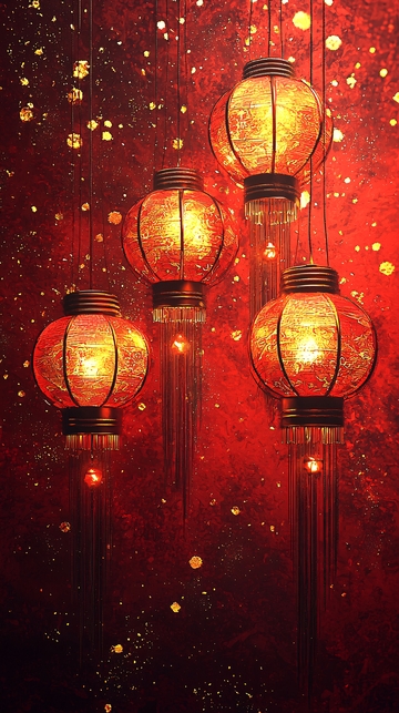 红色灯笼金粉背景
