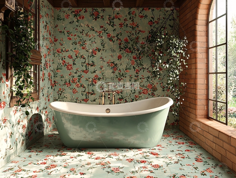 高清大图下载【趣麦麦图】薄荷绿浴缸