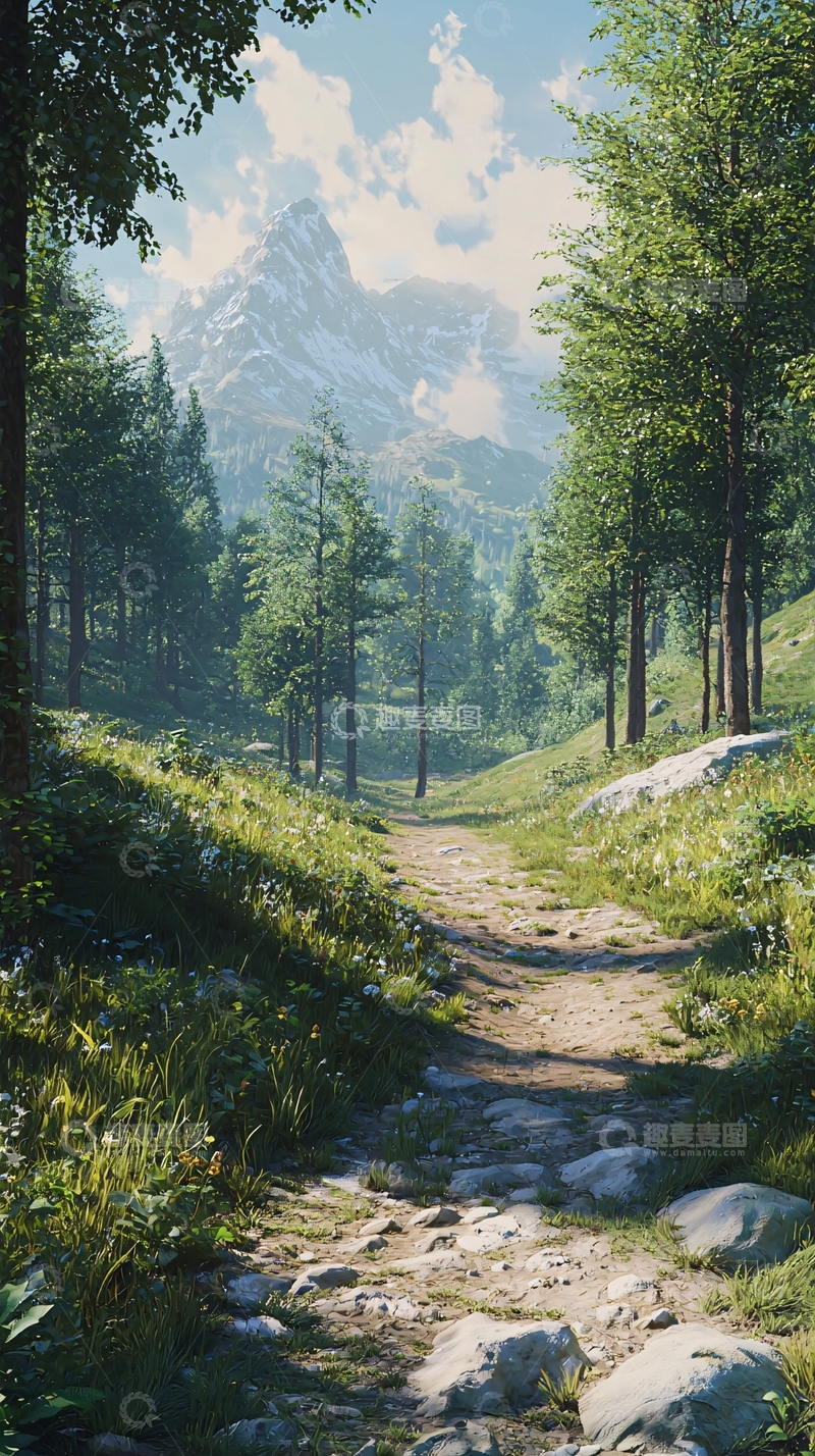 高清大图下载【趣麦麦图】阳光森林小路