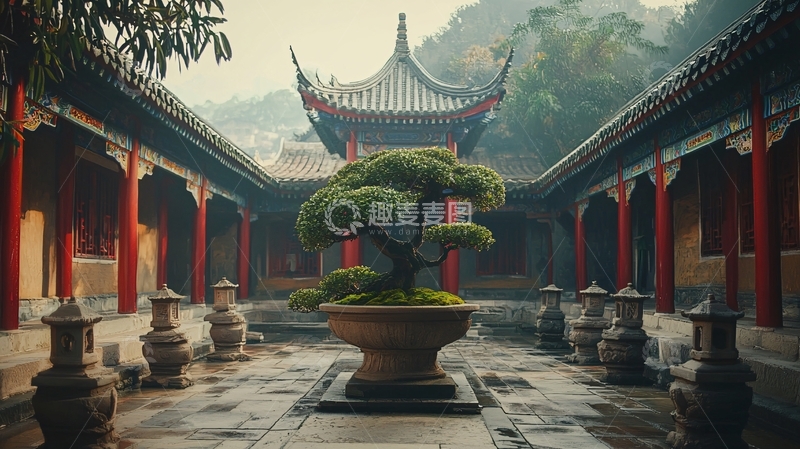 高清大图下载【趣麦麦图】中式庭院