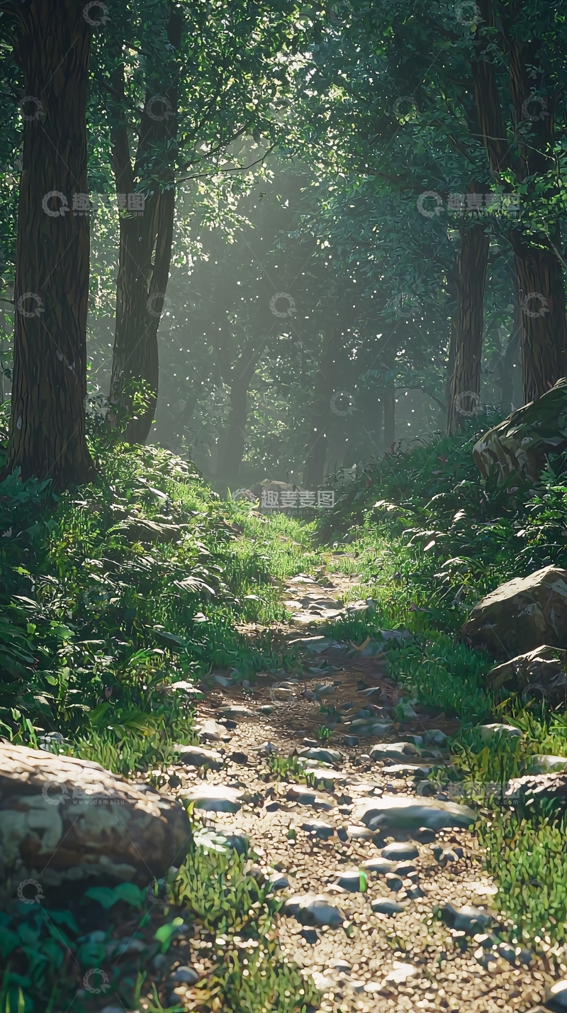 高清大图下载【趣麦麦图】阳光森林小路