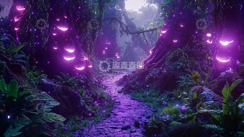 高清大图下载【趣麦麦图】紫光森林小路